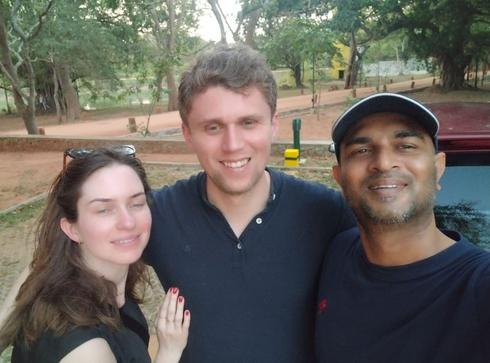 Couple with safari jeep at Wilpattu
